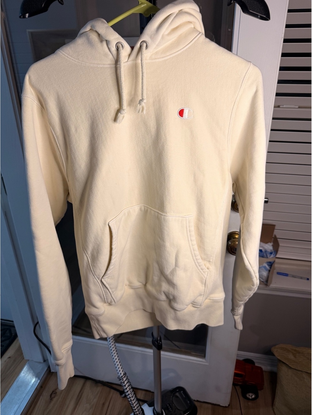 Champion Reverse Weave Cream Pullover Hoodie Small